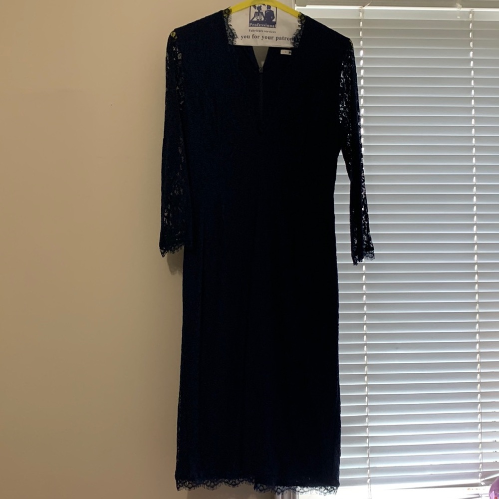 Babaton long sleeved blue lace dress